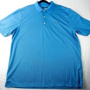 GREG NORMAN Polo Shirt Play Dry Men's XL Blue Golf Casual Shark Logo